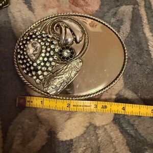 Silver belt buckle crystal brooch  4 1/2 x 3 1/2 belt buckle and fits 1 1/2 belt